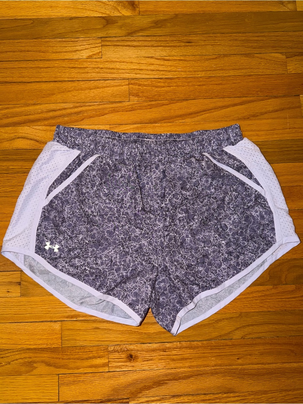 Under Armour Women's Heathered Purple Athletic Shorts with White Trim